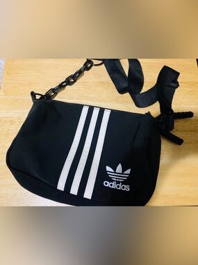 adidas Black Crossbody Bag with White 3-Stripe Logo